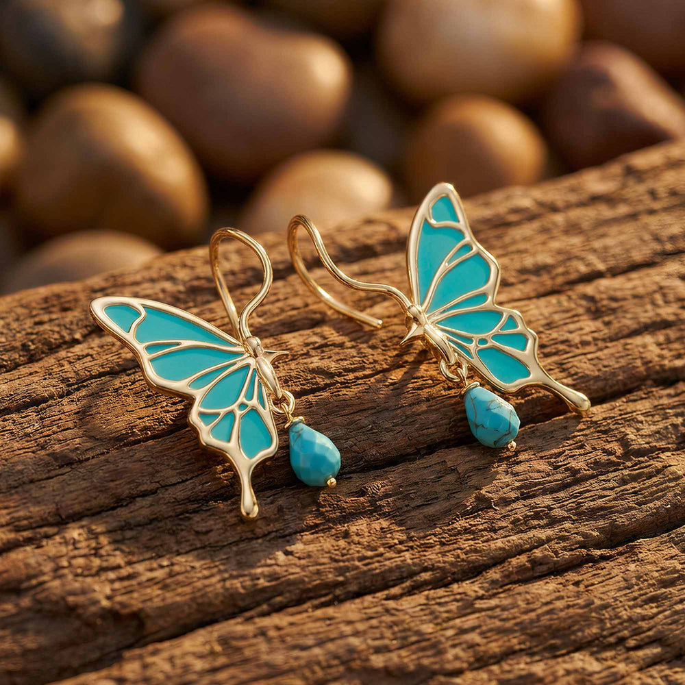Golden Flutter Earrings - Turquoise - Serene Western
