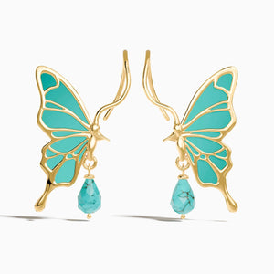 Golden Flutter Earrings - Turquoise - Serene Western