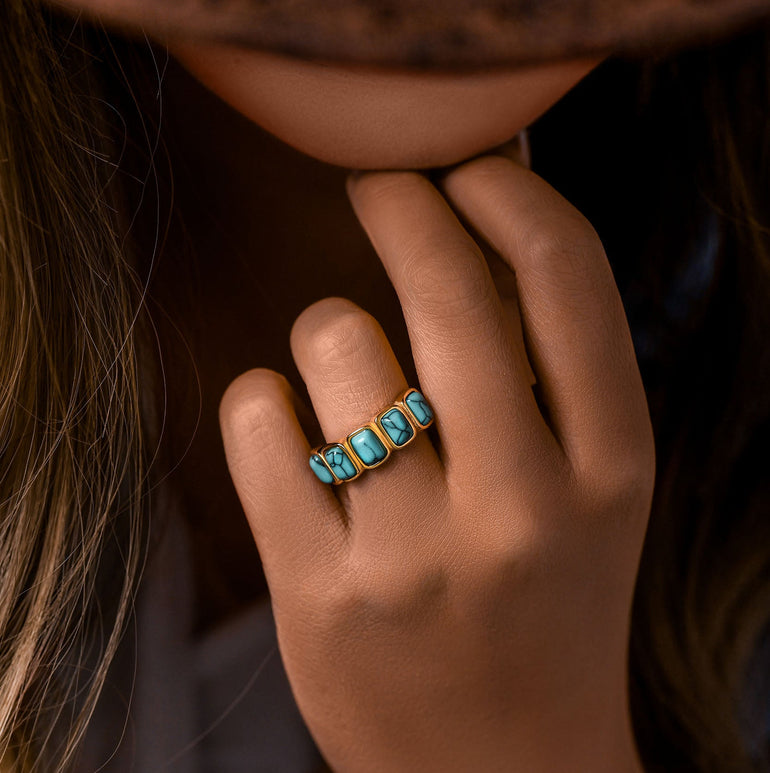 Golden Mesa Ring - Turquoise - Serene Western