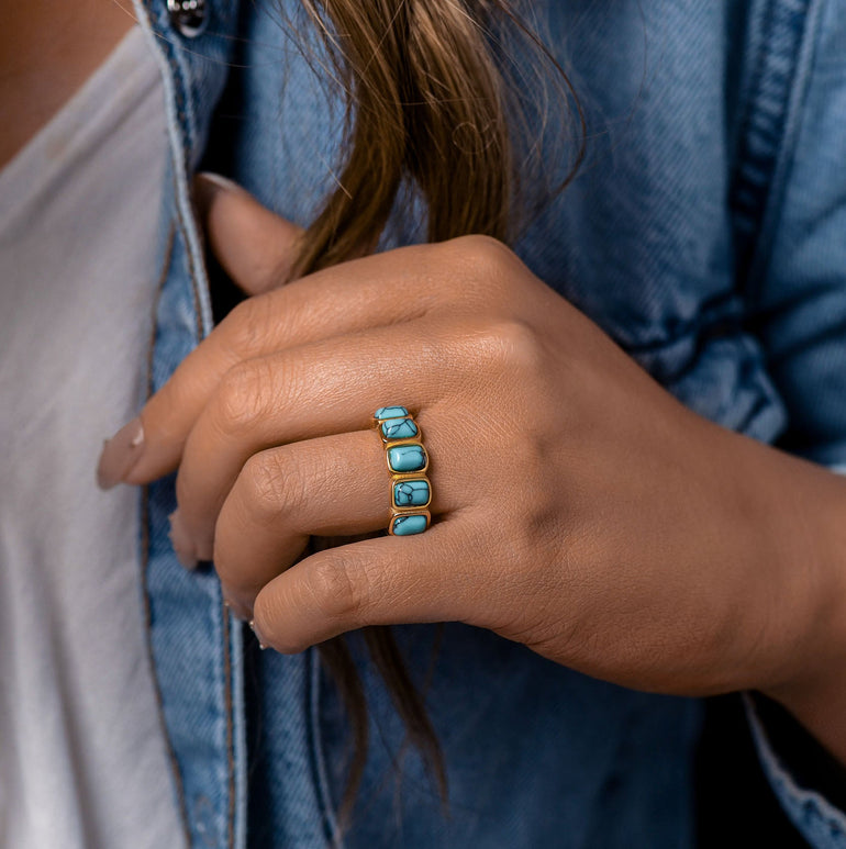 Golden Mesa Ring - Turquoise - Serene Western