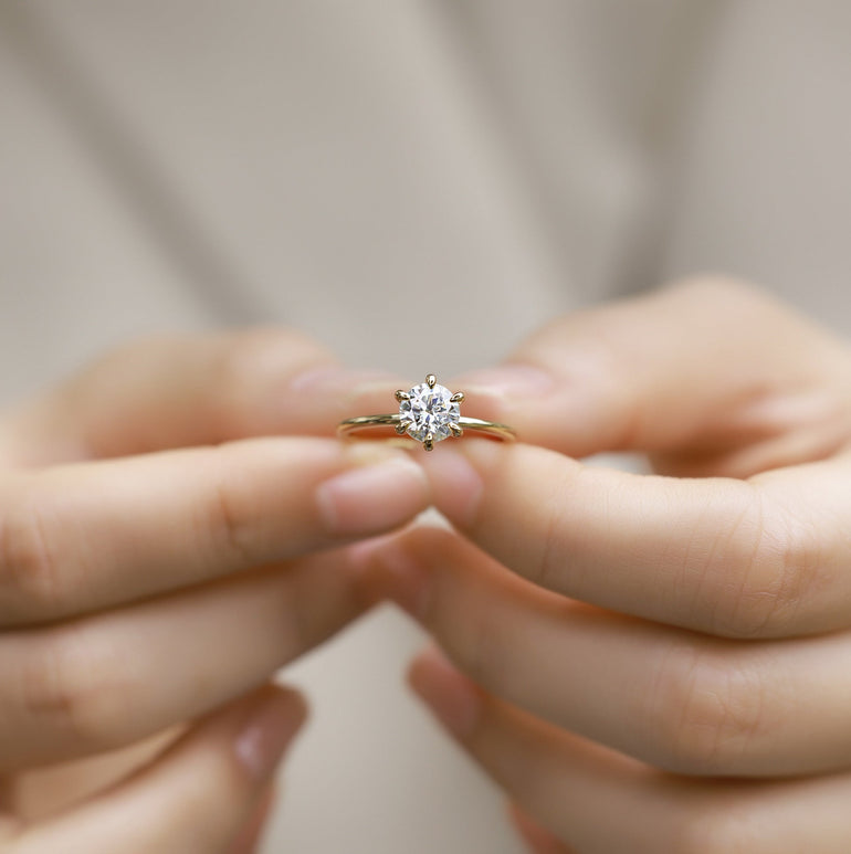 Golden Minimal Ring - Moissanite - Serene Western