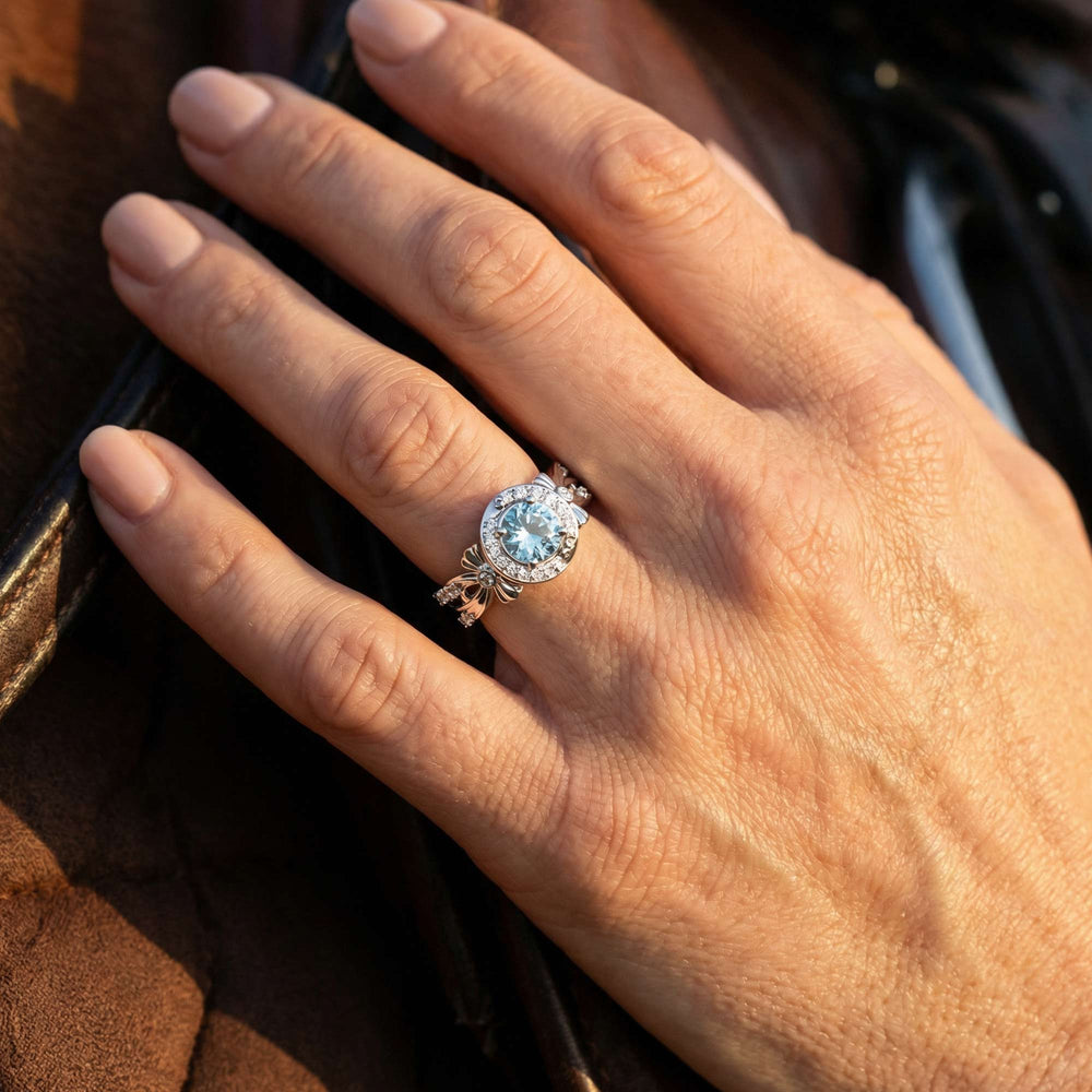Graceful Bow Entwined Ring - Aquamarine - Serene Western