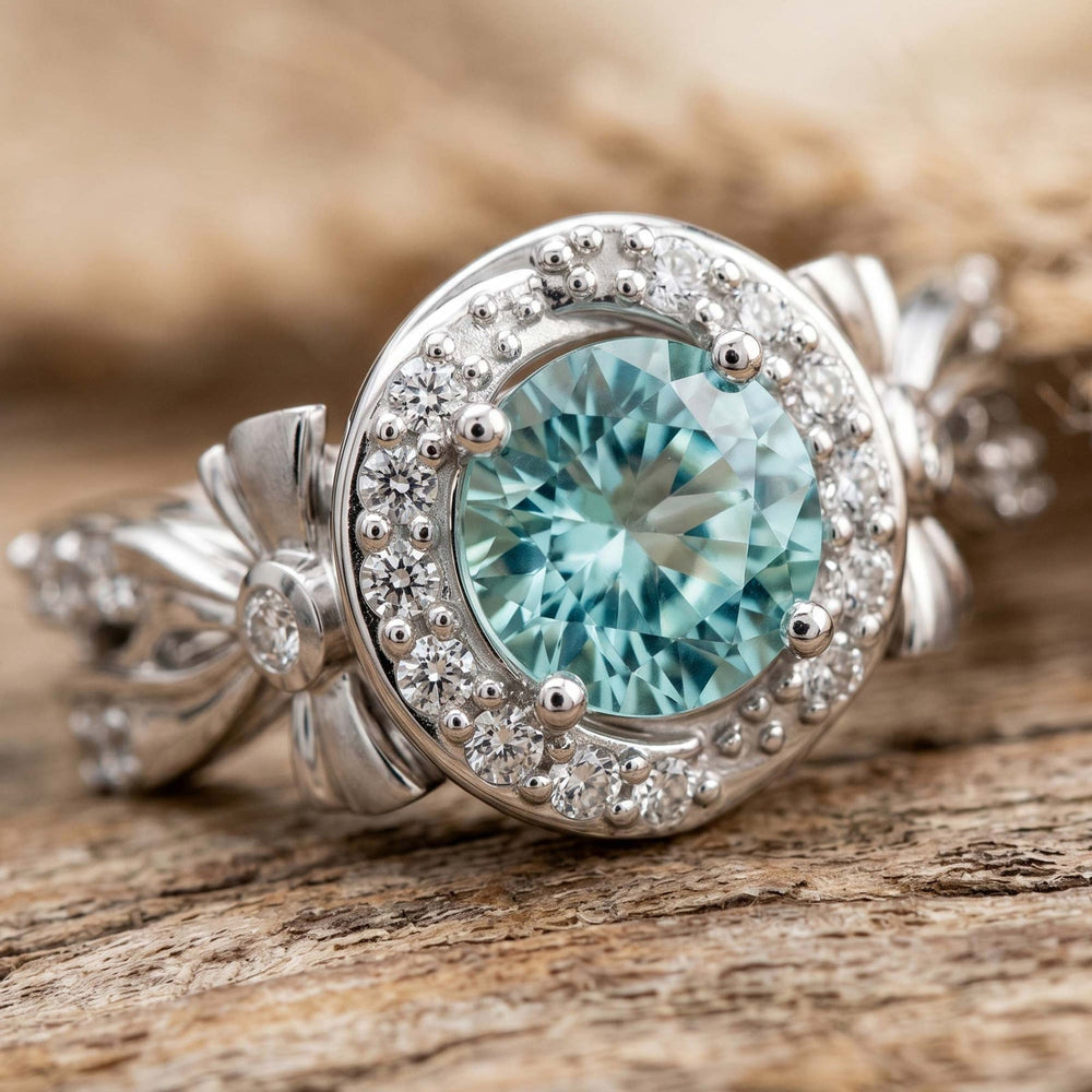 Graceful Bow Entwined Ring - Aquamarine - Serene Western