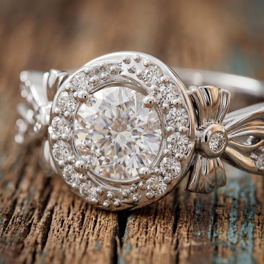 Graceful Bow Entwined Ring - Moissanite - Serene Western
