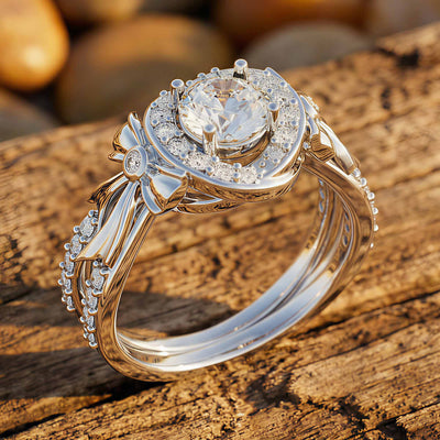 Graceful Bow Flätad Ring - Moissanite