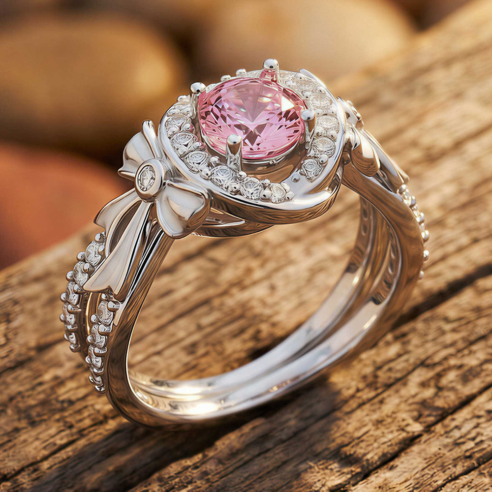 Graceful Bow Entwined Ring - Rose Quartz - Serene Western