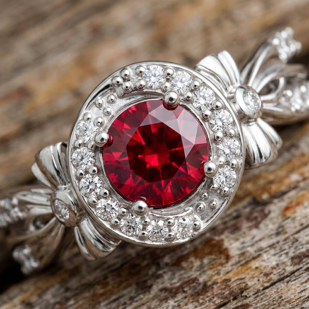 Graceful Bow Entwined Ring - Ruby - Serene Western