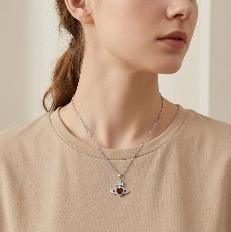 Gravity Kiss Necklace - Garnet - Serene Western