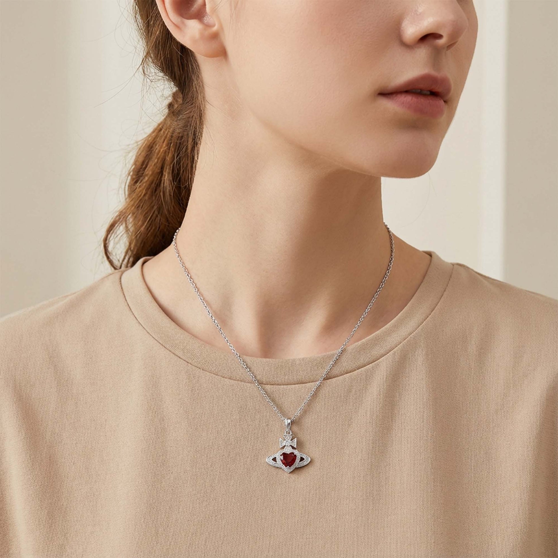 Gravity Kiss Necklace - Garnet - Serene Western