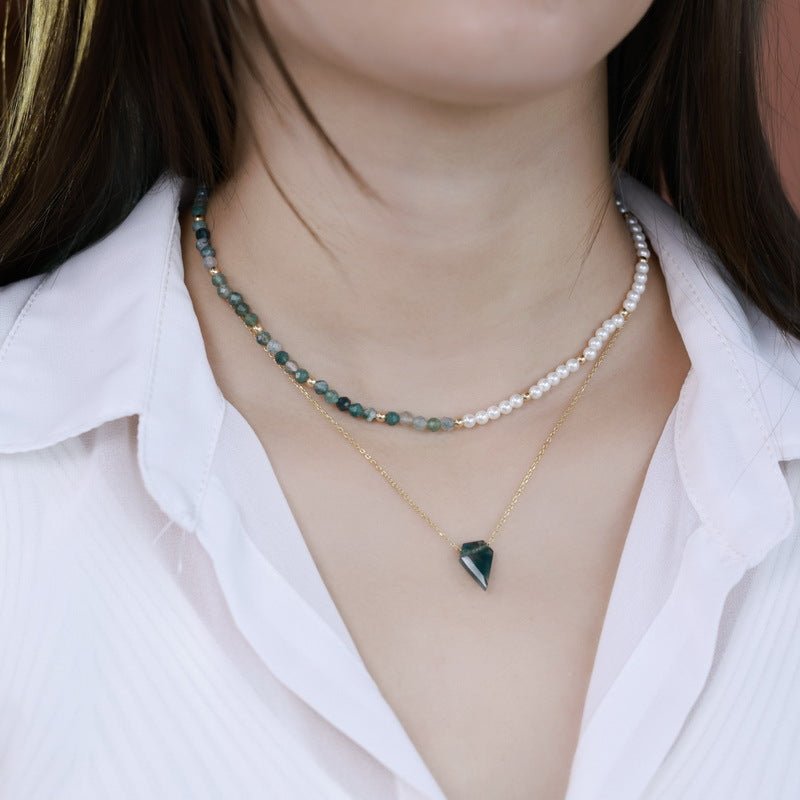 Green Gradient Bead Necklace - Serene Western
