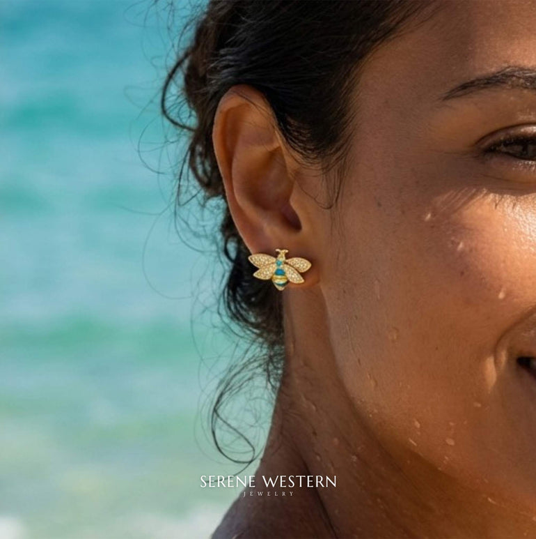 Hive Echo Earrings - Aquamarine - Serene Western