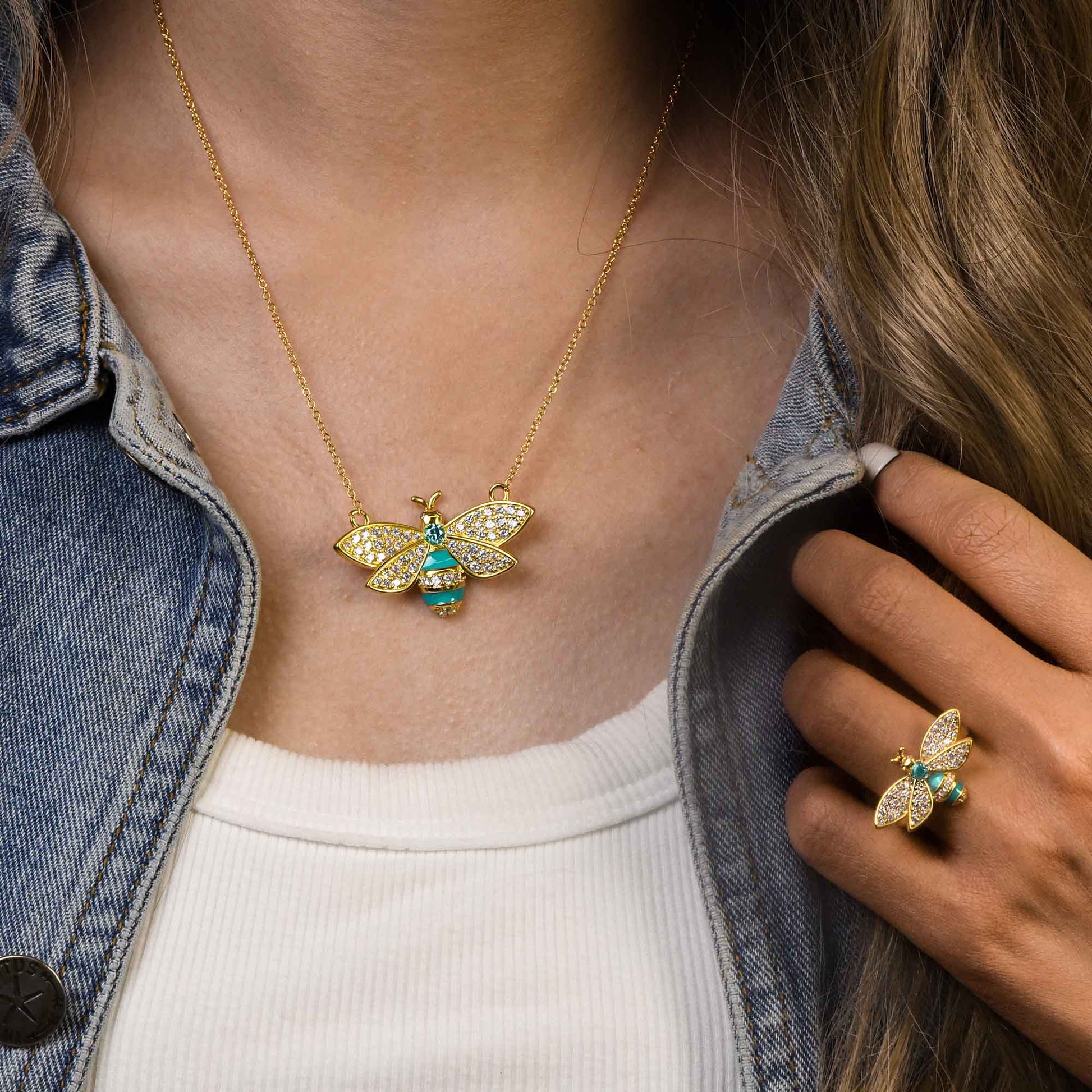 Hive Echo Necklace - Aquamarine - Serene Western