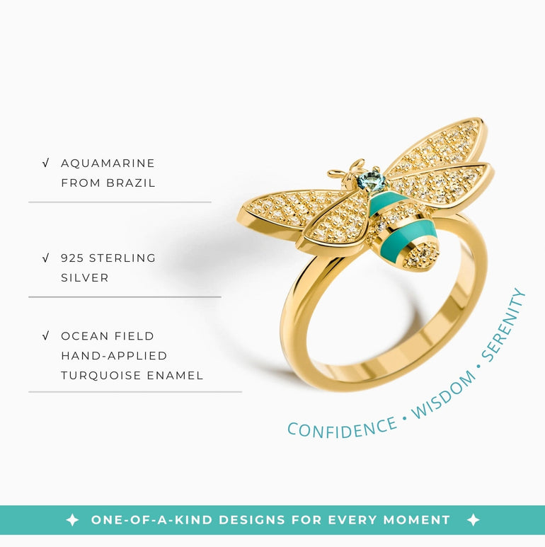 Hive Echo Ring - Aquamarine - Serene Western