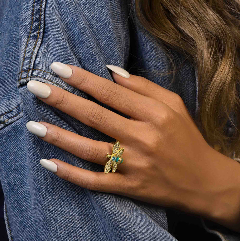 Hive Echo Ring - Aquamarine - Serene Western