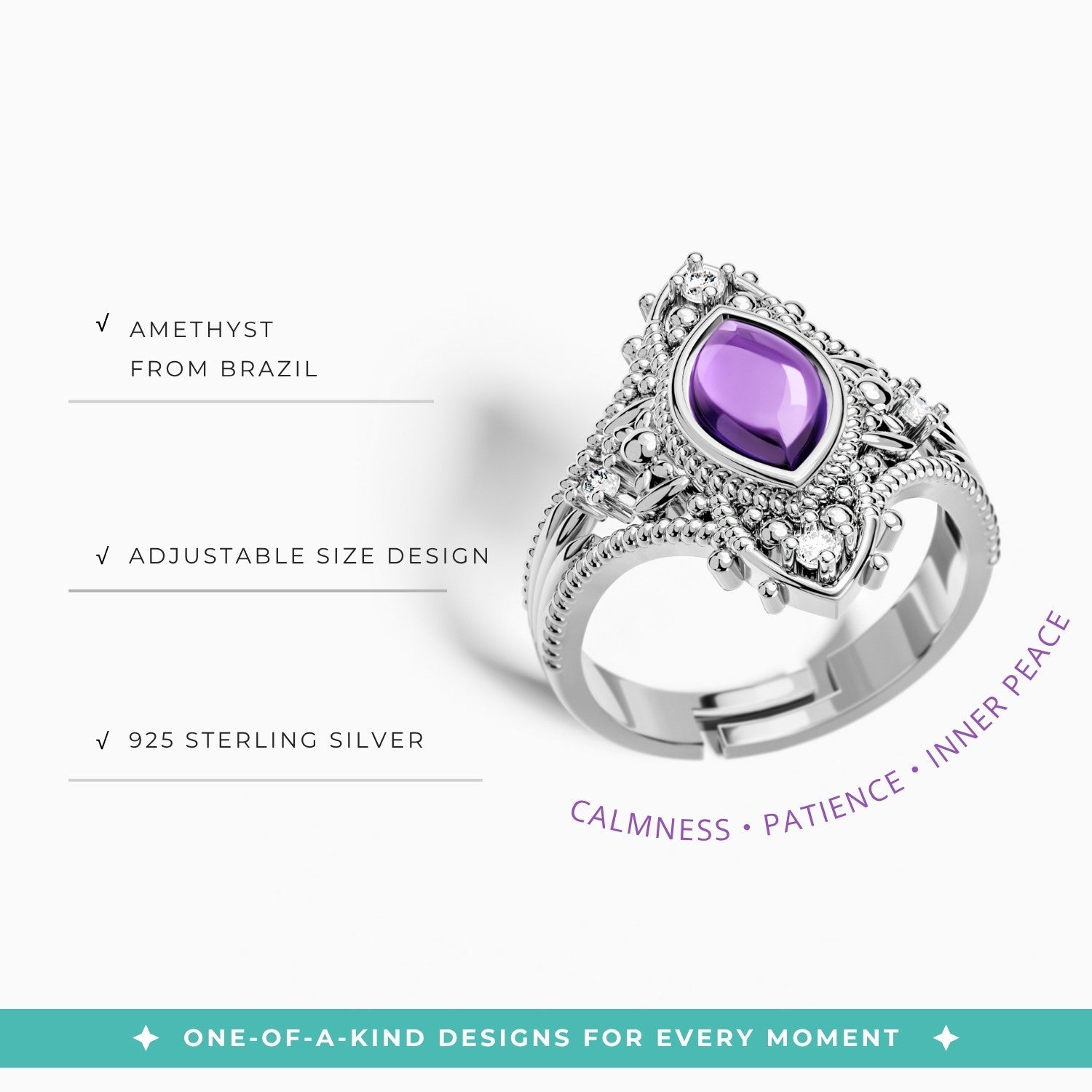 Holy Prayer Ring - Amethyst - Serene Western