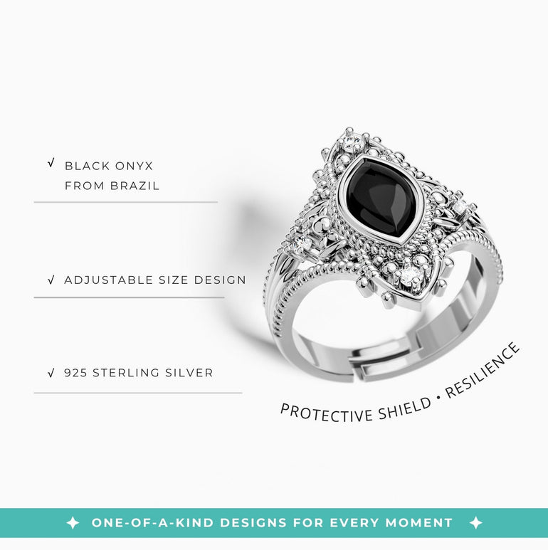 Holy Prayer Ring - Black Onyx - Serene Western