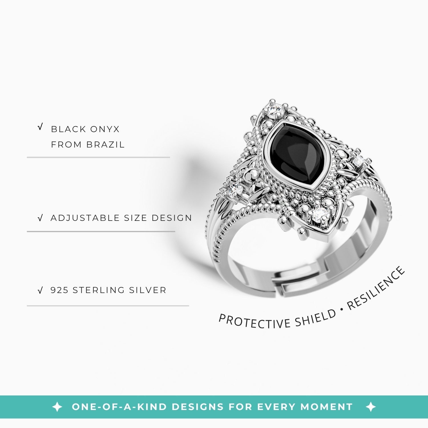 Holy Prayer Ring - Black Onyx - Serene Western