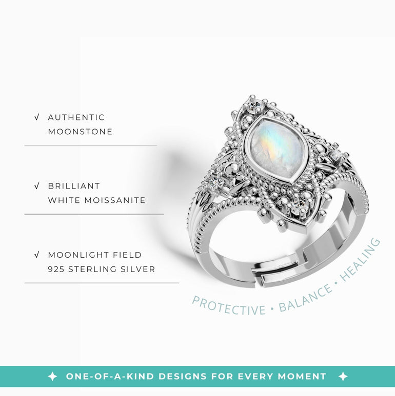 Holy Prayer Ring - Moonstone - Serene Western