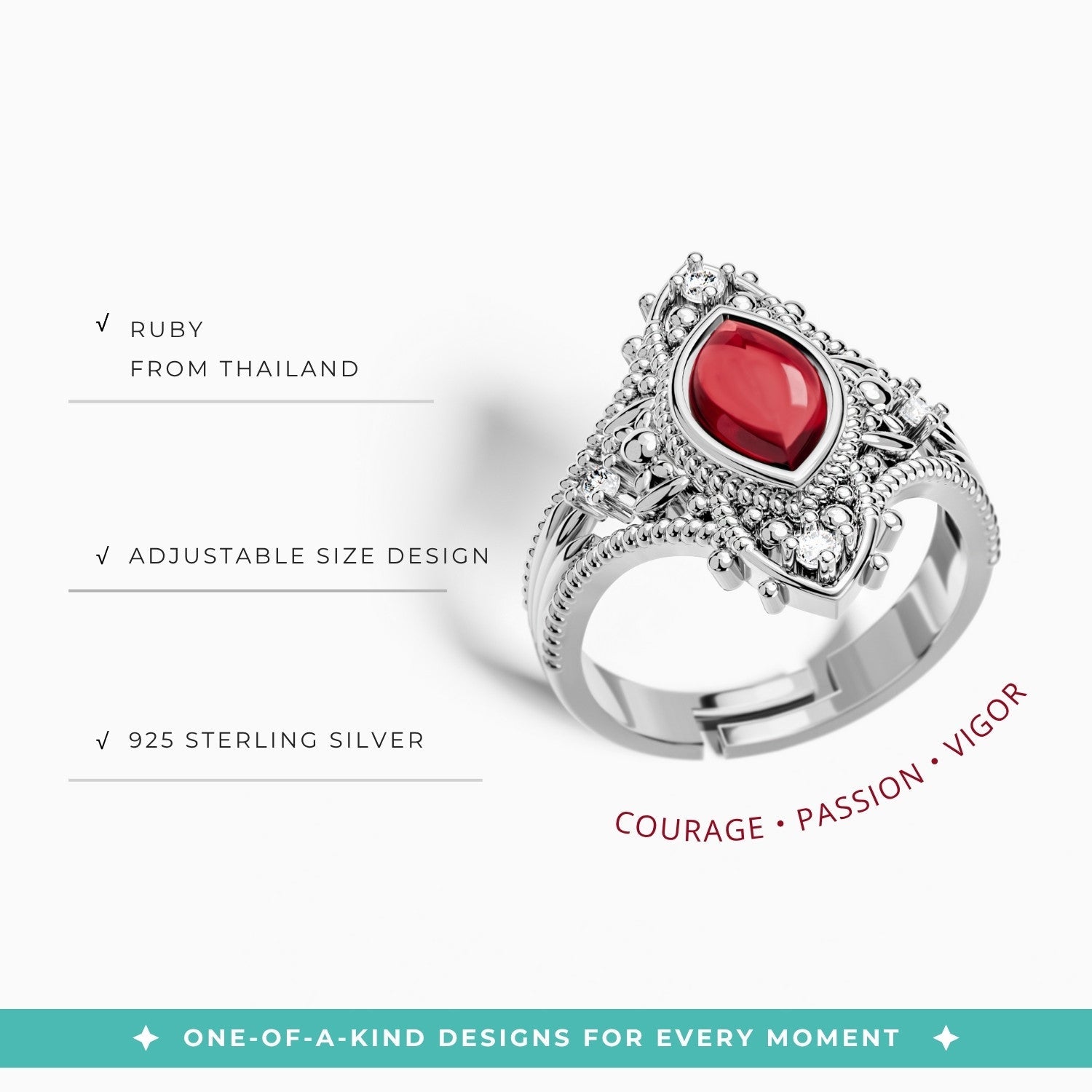 Holy Prayer Ring - Ruby - Serene Western