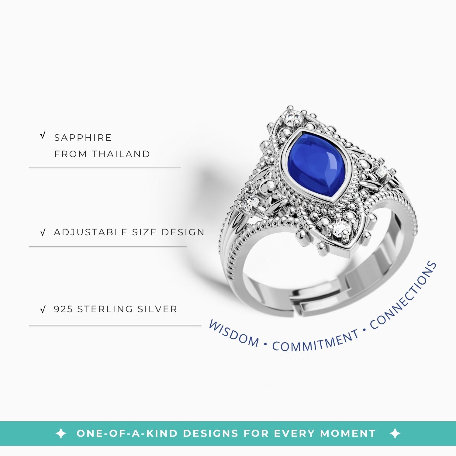 Holy Prayer Ring - Sapphire - Serene Western