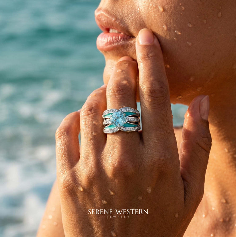 Intersect Radiance Ring - Aquamarine - Serene Western