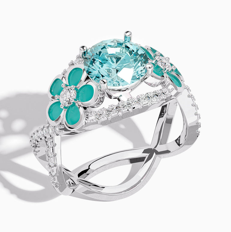 Intertwined Blooming Bud Ring - Aquamarine - Serene Western