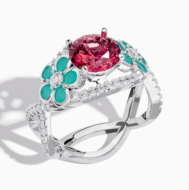 Intertwined Blooming Bud Ring - Ruby - Serene Western