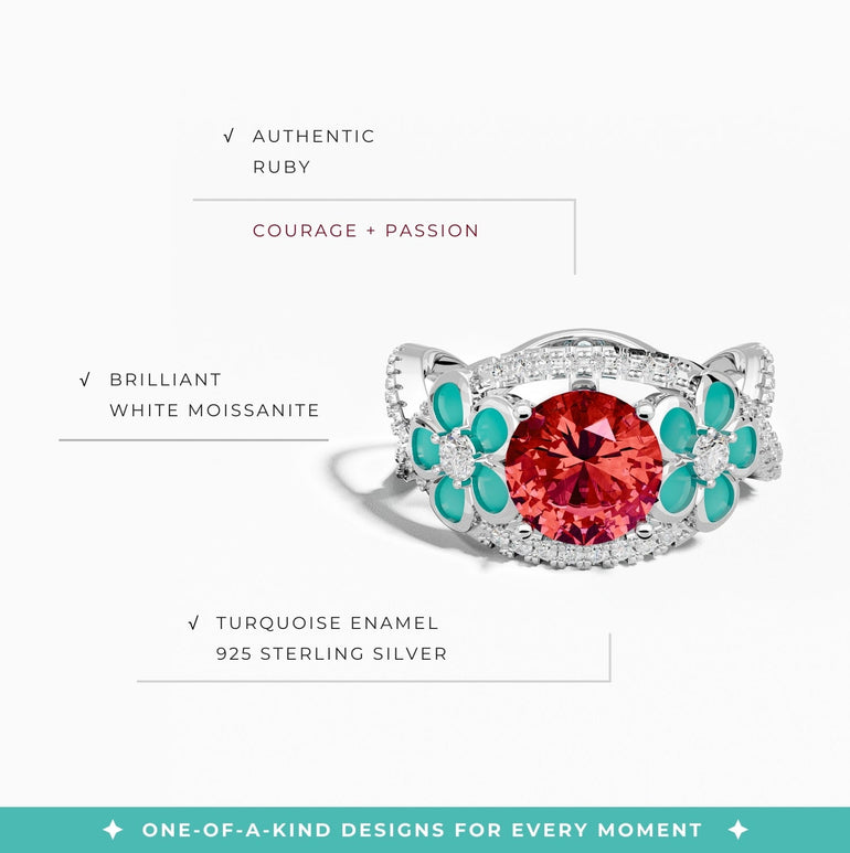 Intertwined Blooming Bud Ring - Ruby - Serene Western