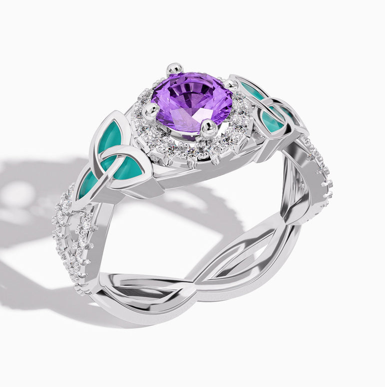 Interwoven Lucky Leaf Ring - Amethyst - Serene Western