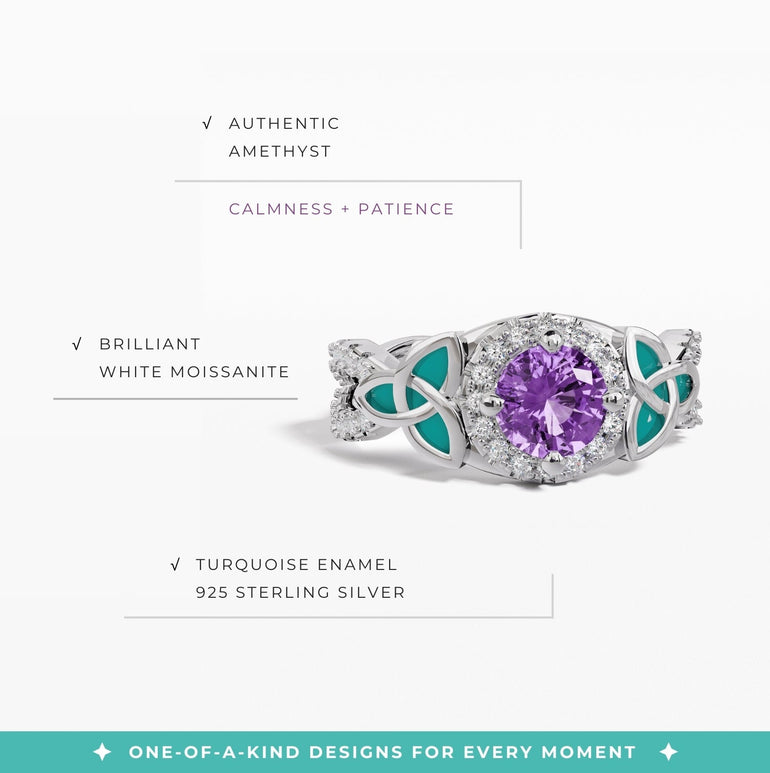 Interwoven Lucky Leaf Ring - Amethyst - Serene Western
