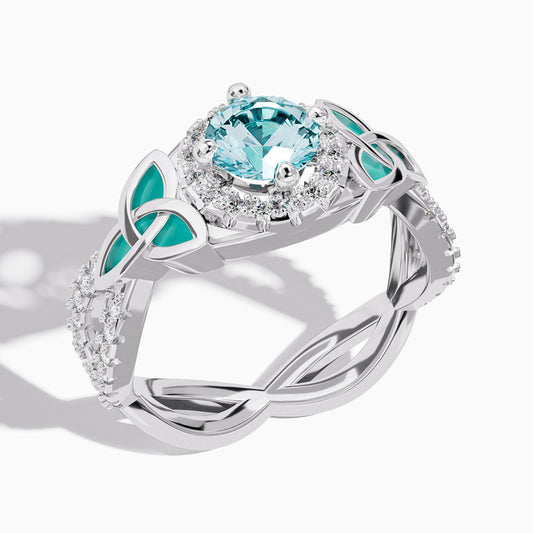 Interwoven Lucky Leaf Ring - Aquamarine - Serene Western