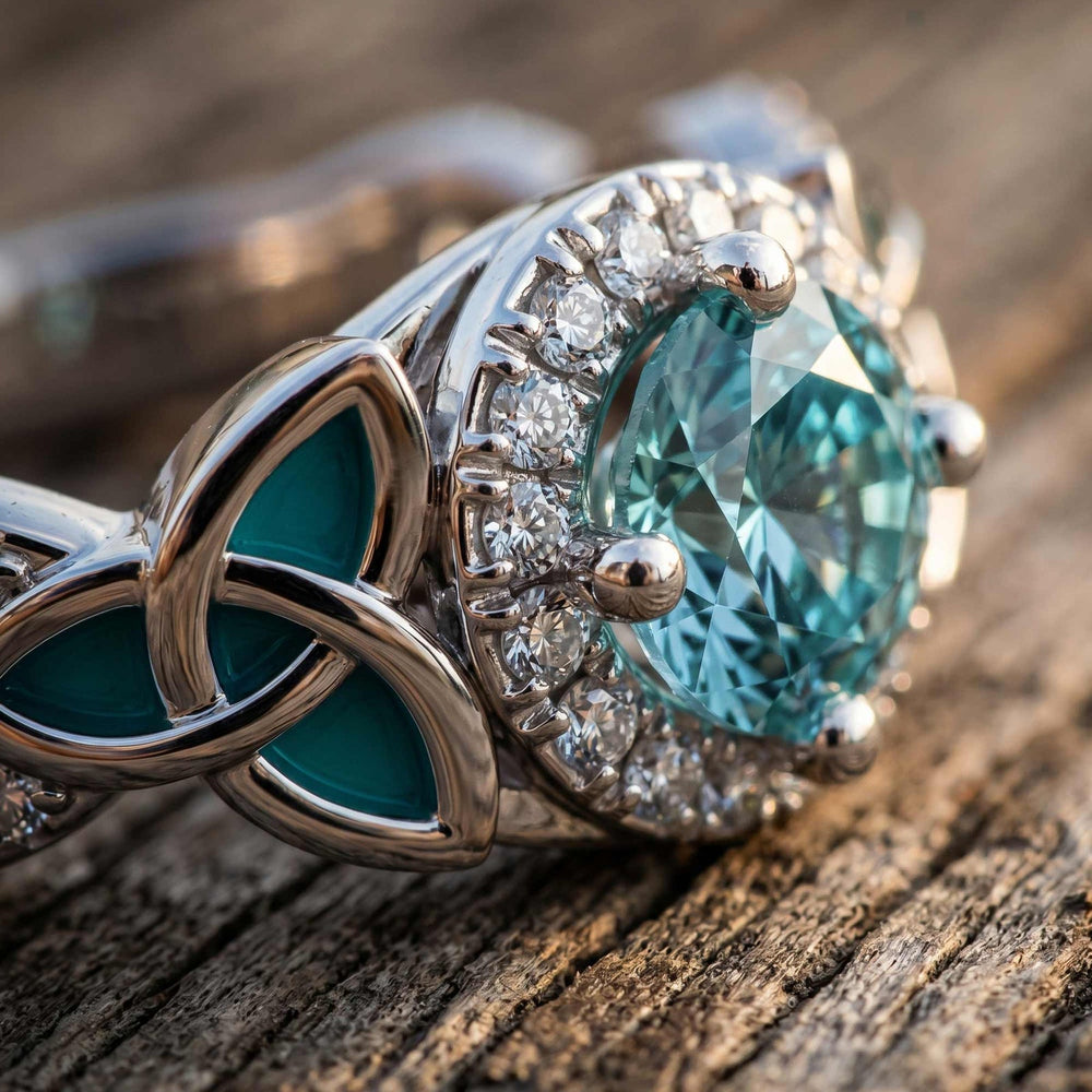 Interwoven Lucky Leaf Ring - Aquamarine - Serene Western
