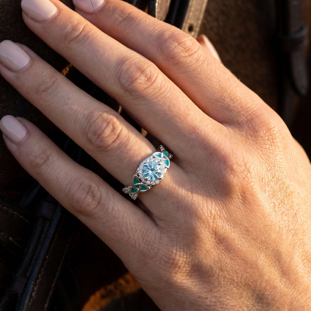 Interwoven Lucky Leaf Ring - Aquamarine - Serene Western