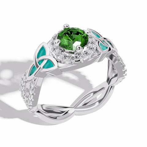 Verflochtenen Glücksblatt-Ring - Aquamarin