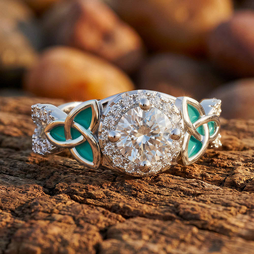 Interwoven Lucky Leaf Ring - Moissanite - Serene Western