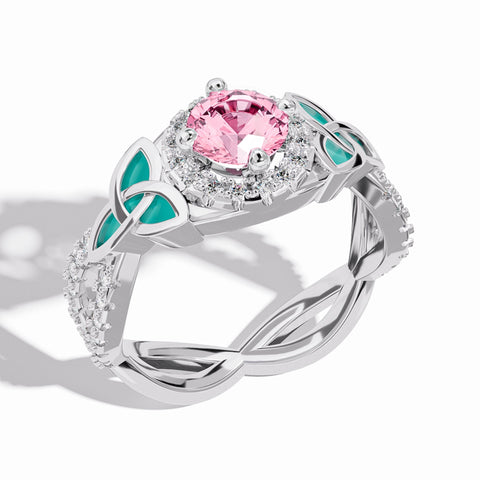 Interwoven Lucky Leaf Ring - Rose Quartz