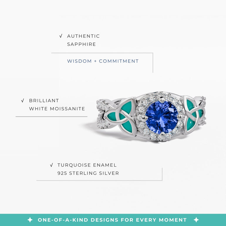 Interwoven Lucky Leaf Ring - Sapphire - Serene Western