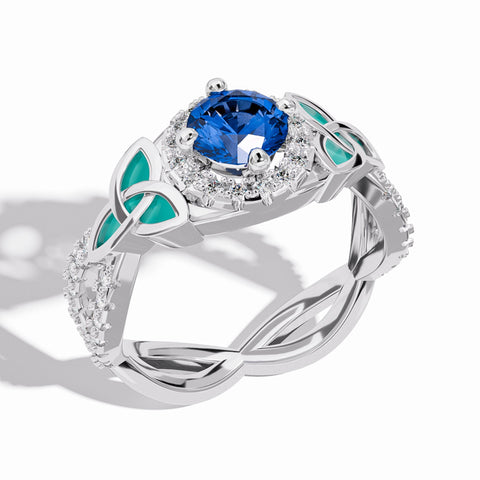 Interwoven Lucky Leaf Ring - Sapphire