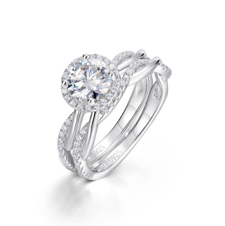 Linked Vows Set - Moissanite - Serene Western