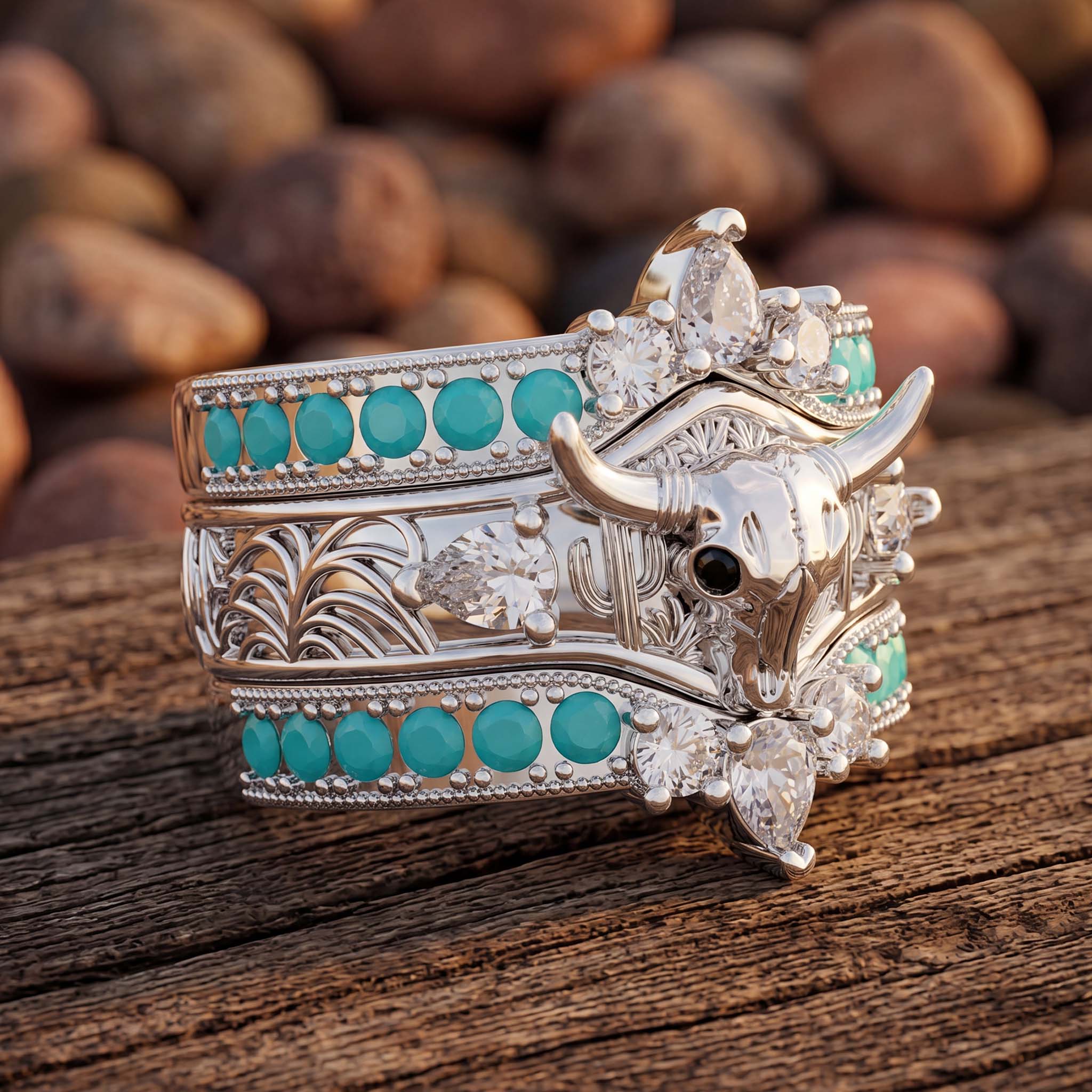 Longhorn Mesa Turquoise 3-Layer Stacking Ring | Serene Western