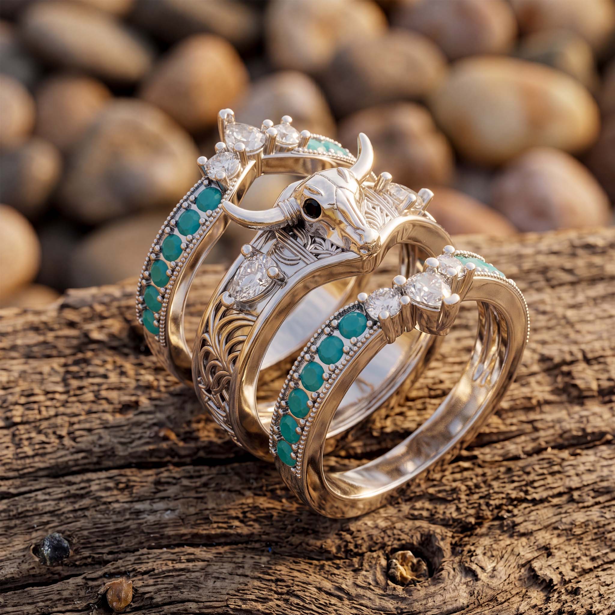 Longhorn Mesa Turquoise 3-Layer Stacking Ring | Serene Western