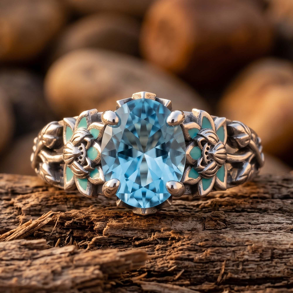 Lotus Haven Ring - Aquamarine - Serene Western