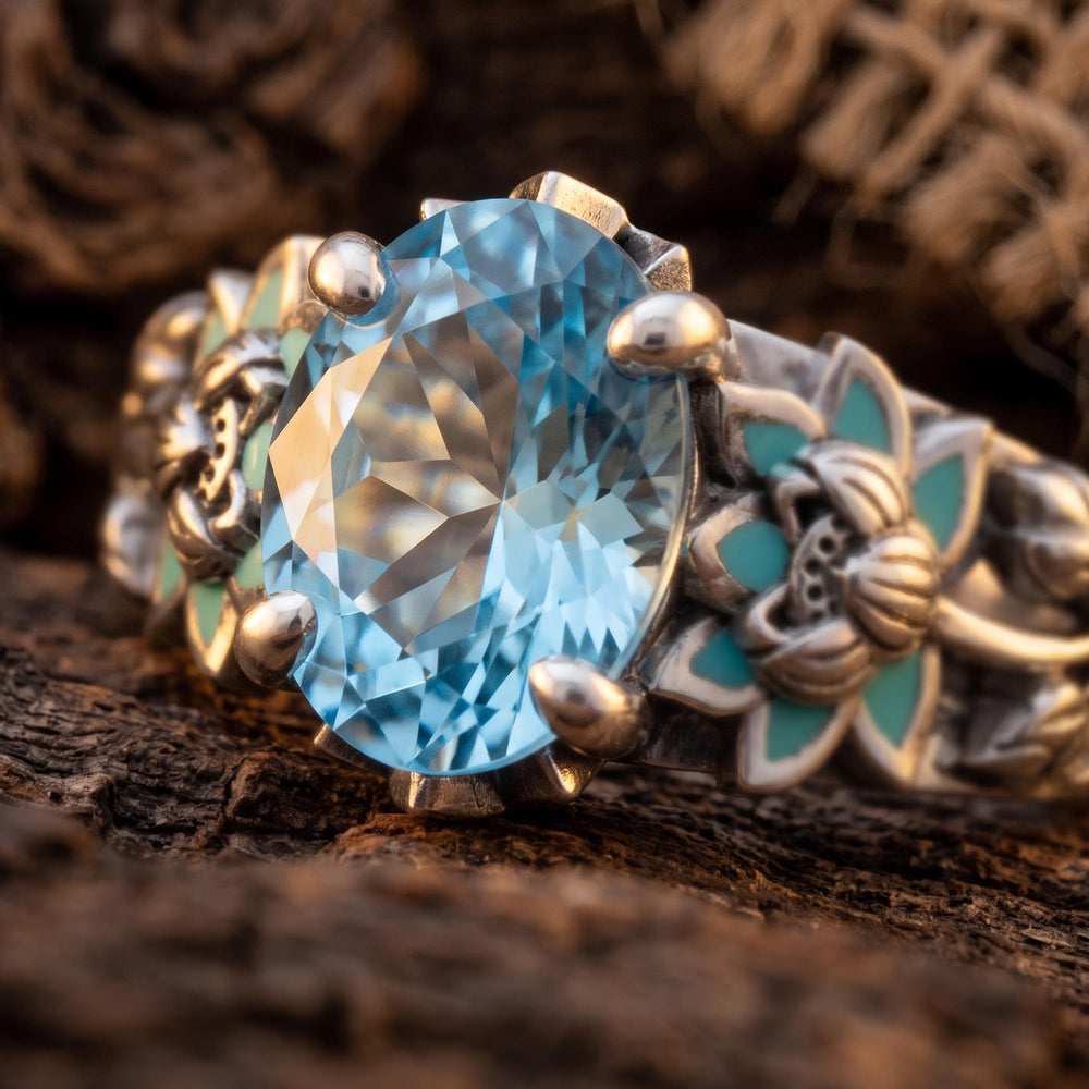 Lotus Haven Ring - Aquamarine - Serene Western