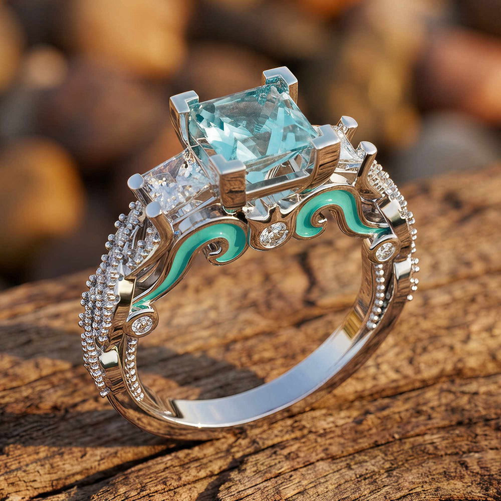 Love Rivet Ring - Aquamarine - Serene Western