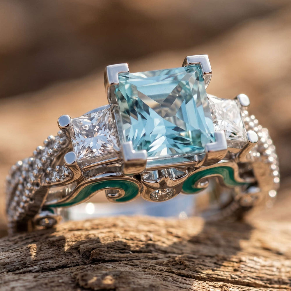 Love Rivet Ring - Aquamarine - Serene Western