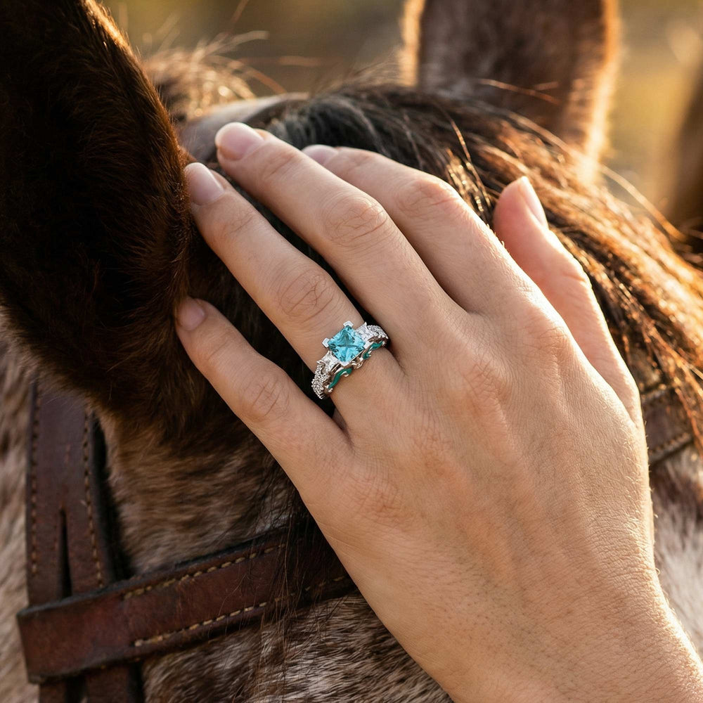 Love Rivet Ring - Aquamarine - Serene Western
