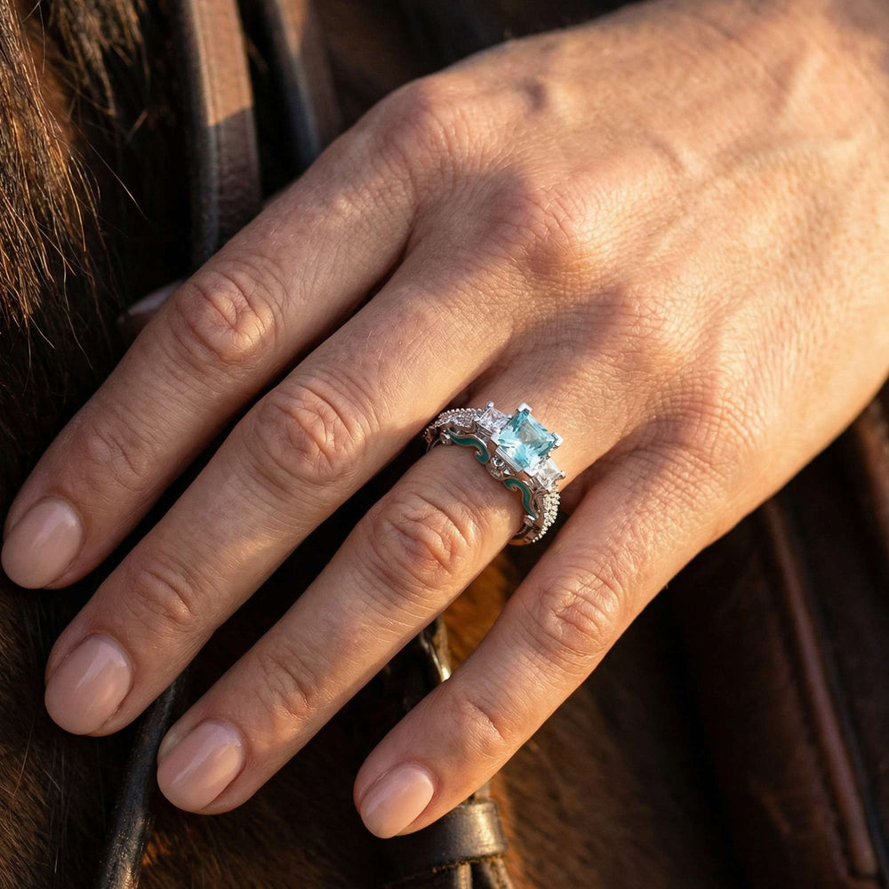 Love Rivet Ring - Aquamarine - Serene Western