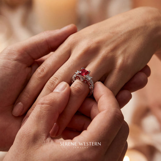 Love Rivet Ring - Ruby - Serene Western