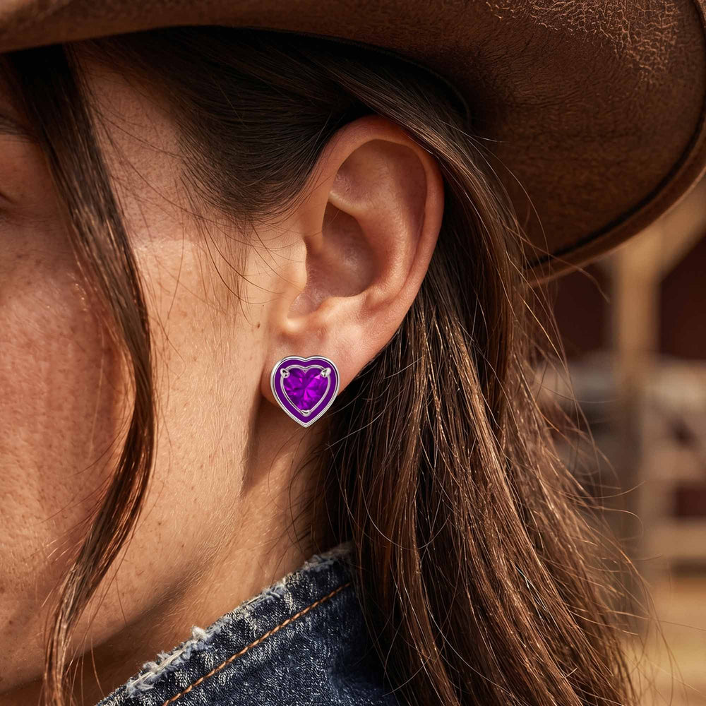 Loyal Heart Earrings - Amethyst - Serene Western