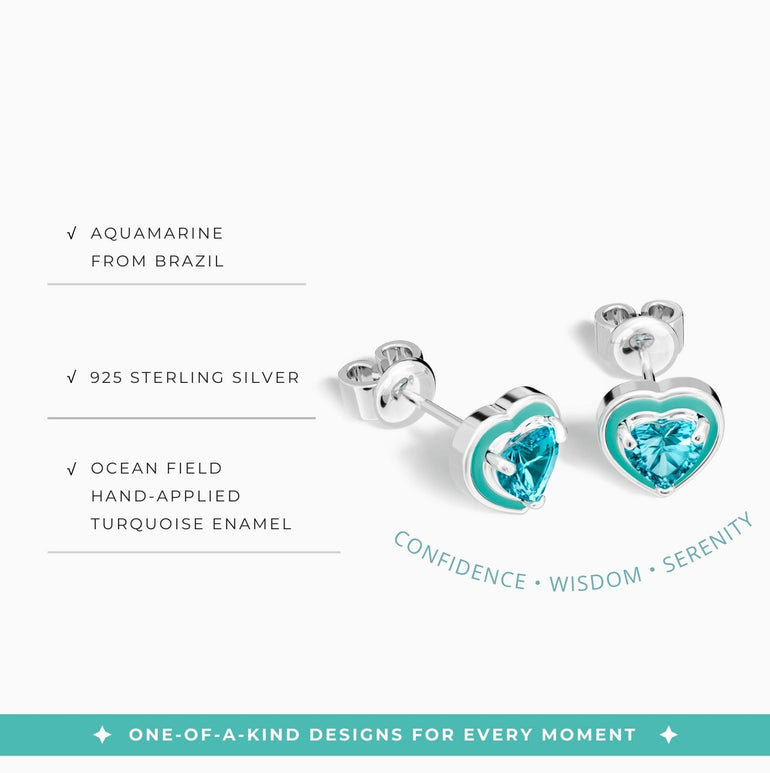 Loyal Heart Earrings - Aquamarine - Serene Western